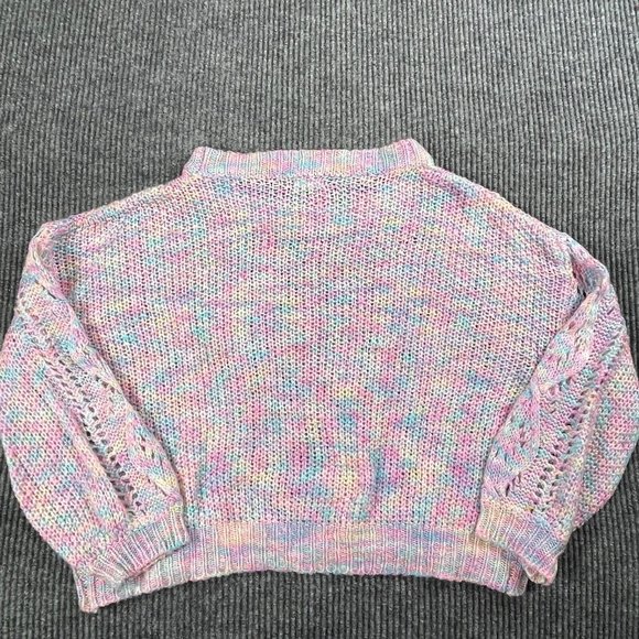 Debut Sweater Womens Small S/M Purple Rainbow Open Knit Lightweight Short Casual - Picture 10 of 14